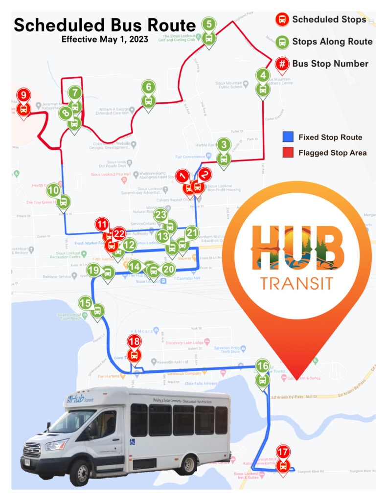 Hub Transit scheduled bus route